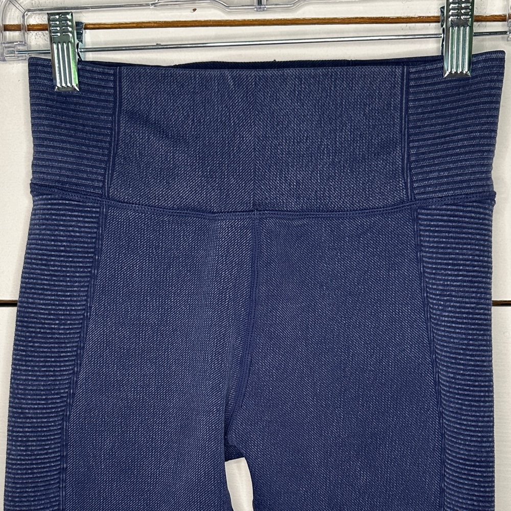 Aerie High-Waisted Ribbed Navy Blue Leggings - Picture 2 of 9